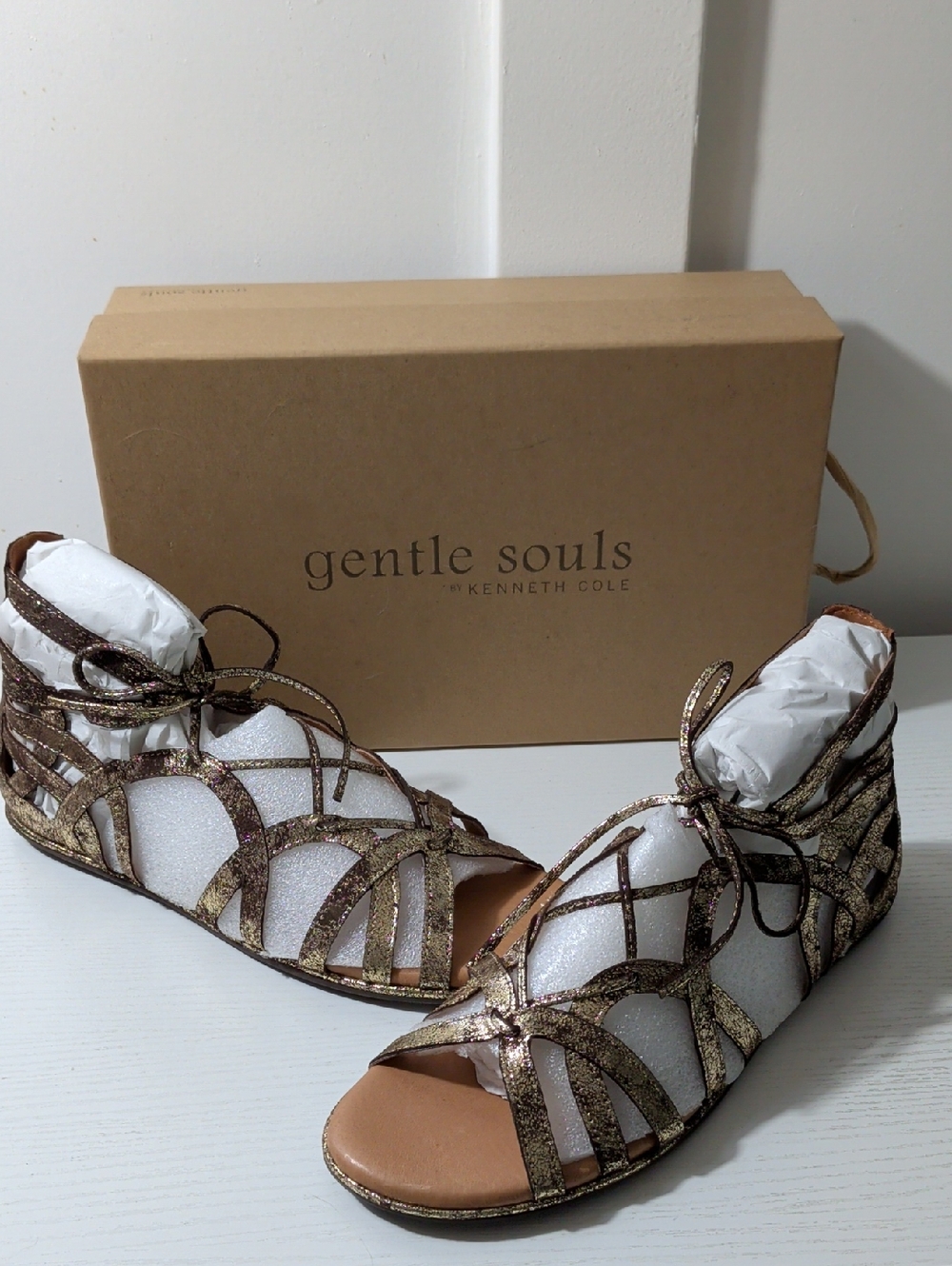 Gentle Souls NIB 9 Sandals Burnished Gold